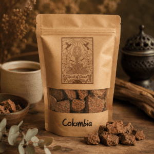 ceremoniele cacao colombia sfeerfoto met cacao brokken en warme cacao drank