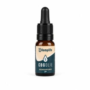 Hemplife CBG olie 5% 10ml flesje op witte achtergrond