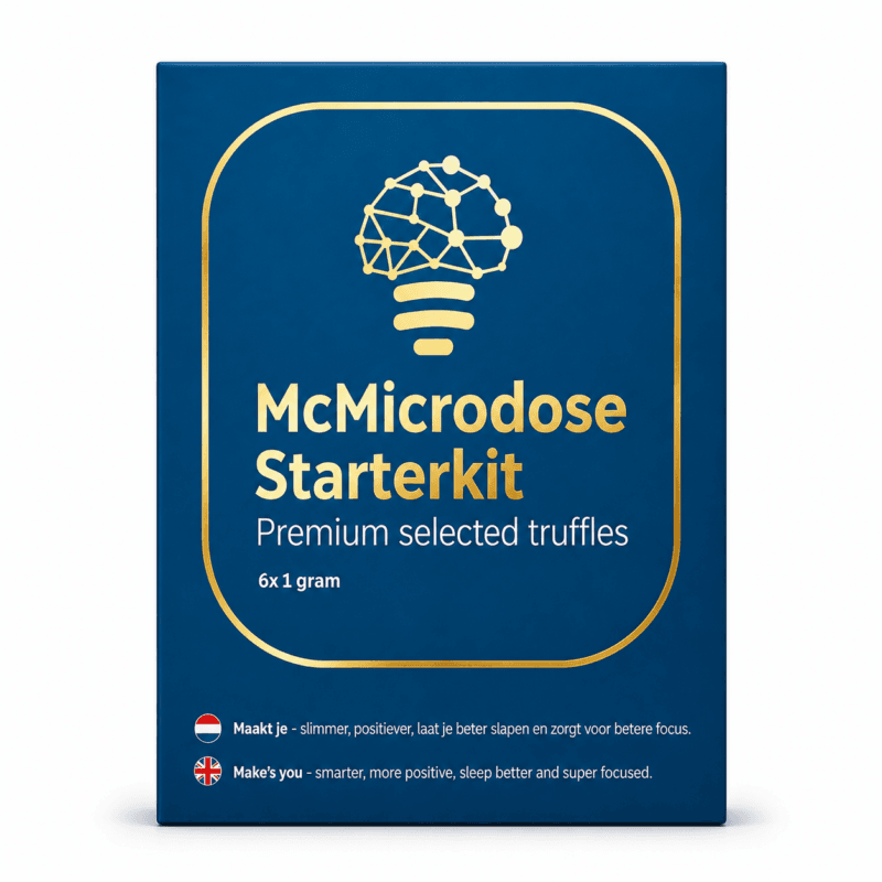 McMicrodose Starterkit 6 x 1 gram microdosing truffels op witte achtergrond.
